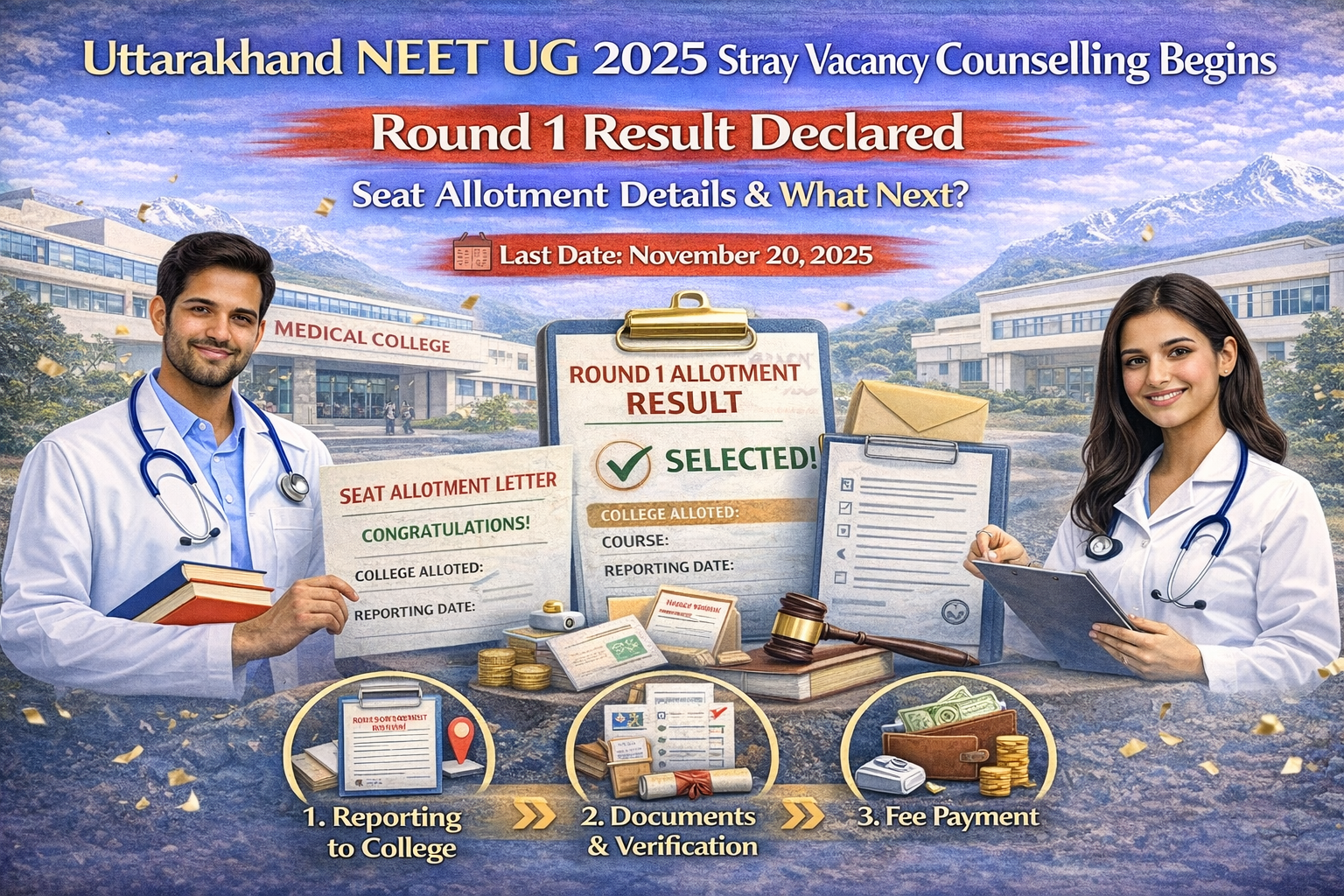 Uttarakhand NEET UG Counselling 2025 Round 1 Result Declared – Seat Allotment Details & What Next